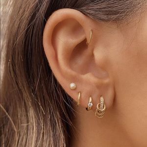 8mm 14K Yellow Gold CZ Hoop Earrings